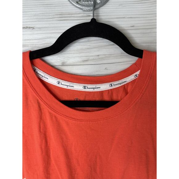 Champion Shirt Womens 3X Orange Spell Out Logo Short Sleeve Tee Athletic Casual - Picture 2 of 9